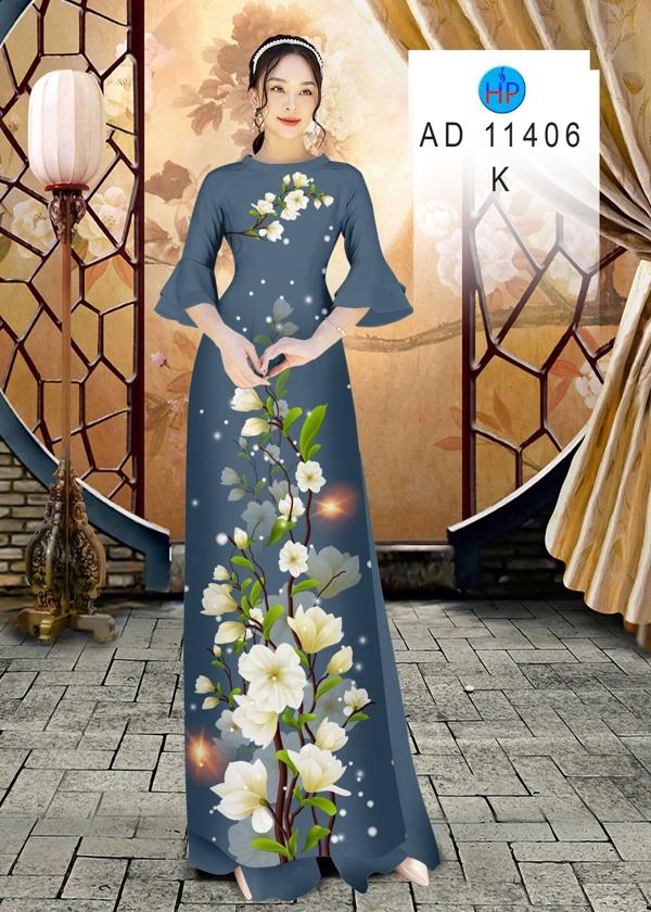 Vải Áo Dài Hoa In 3D AD 11406 1